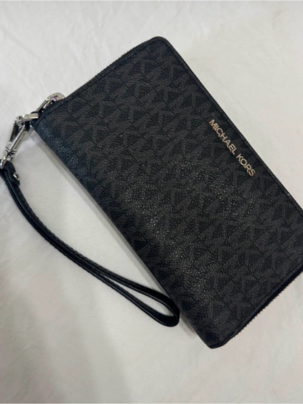 Michael Kors Black MK Monogram Wristlet Clutch